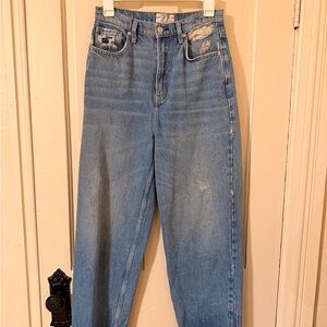 Free People high waisted slight barrel straight leg jean
